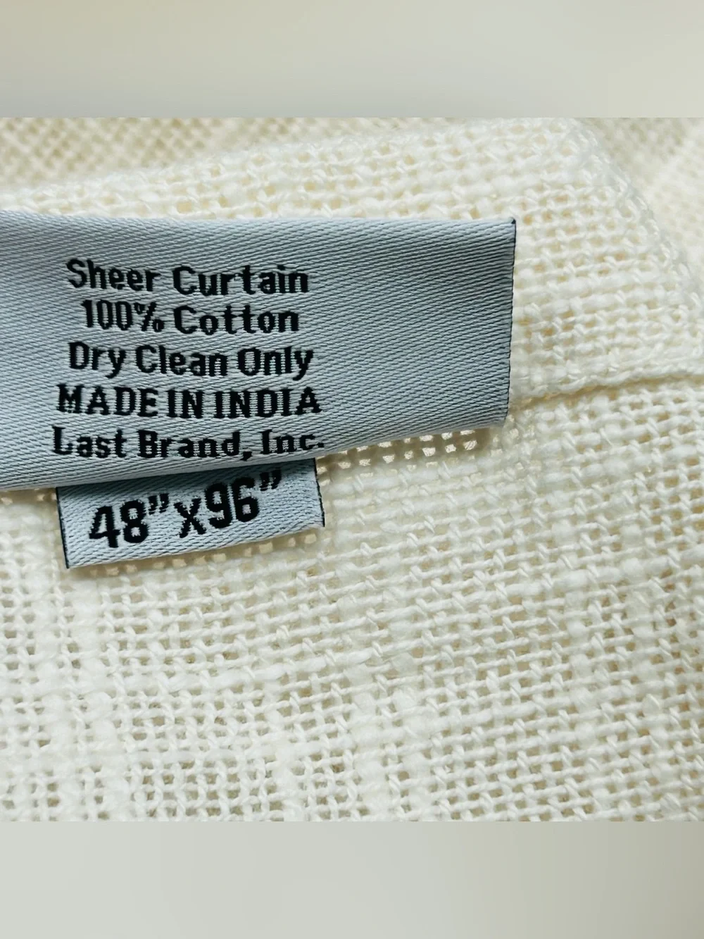 NWT QUINCE Set Of 2 48x96 Cotton Sheer Curtains Ivory 9268